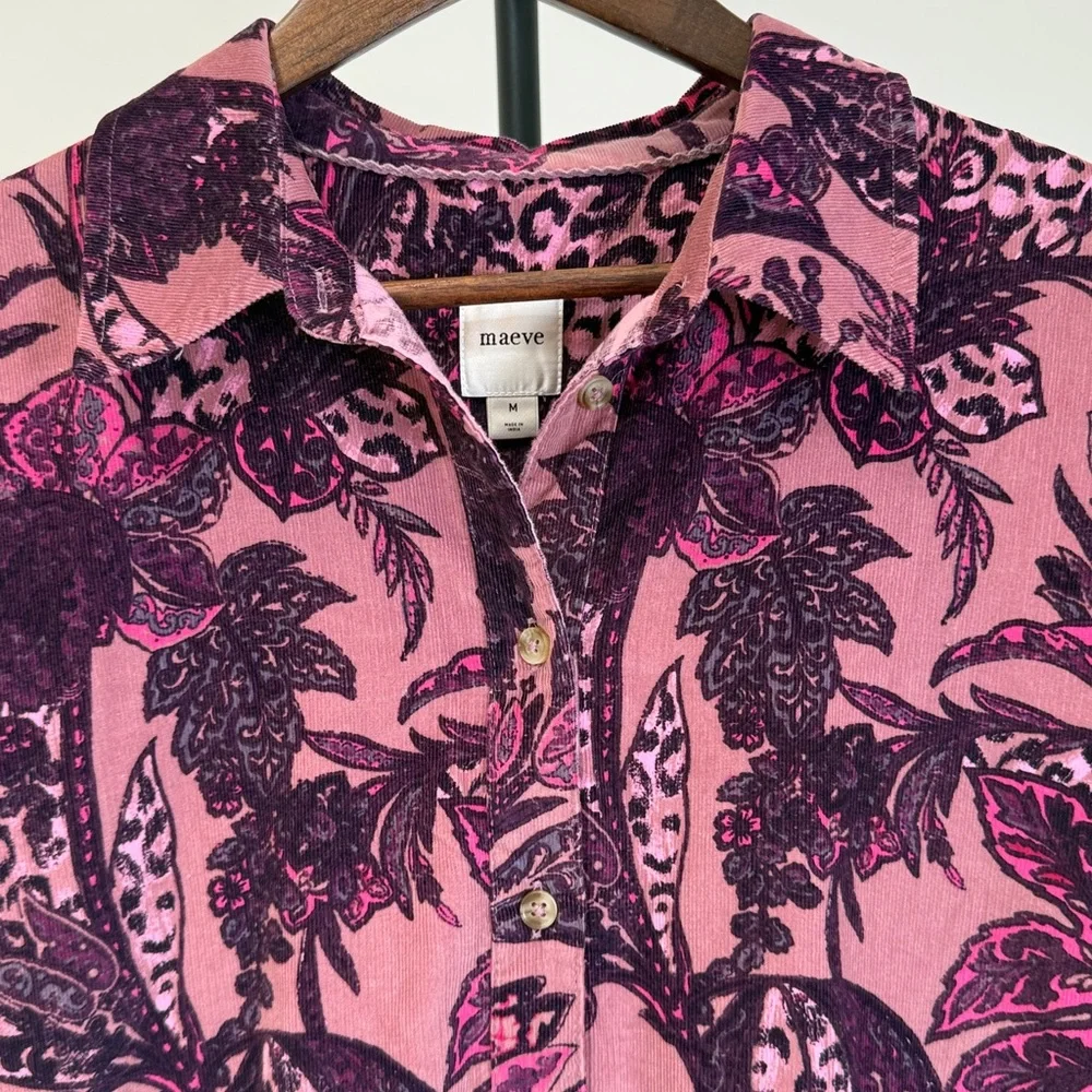 Anthropologie The Bettina Corduroy Tiered Mini Shirt Dress by Maeve. Size M - Picture 5 of 11